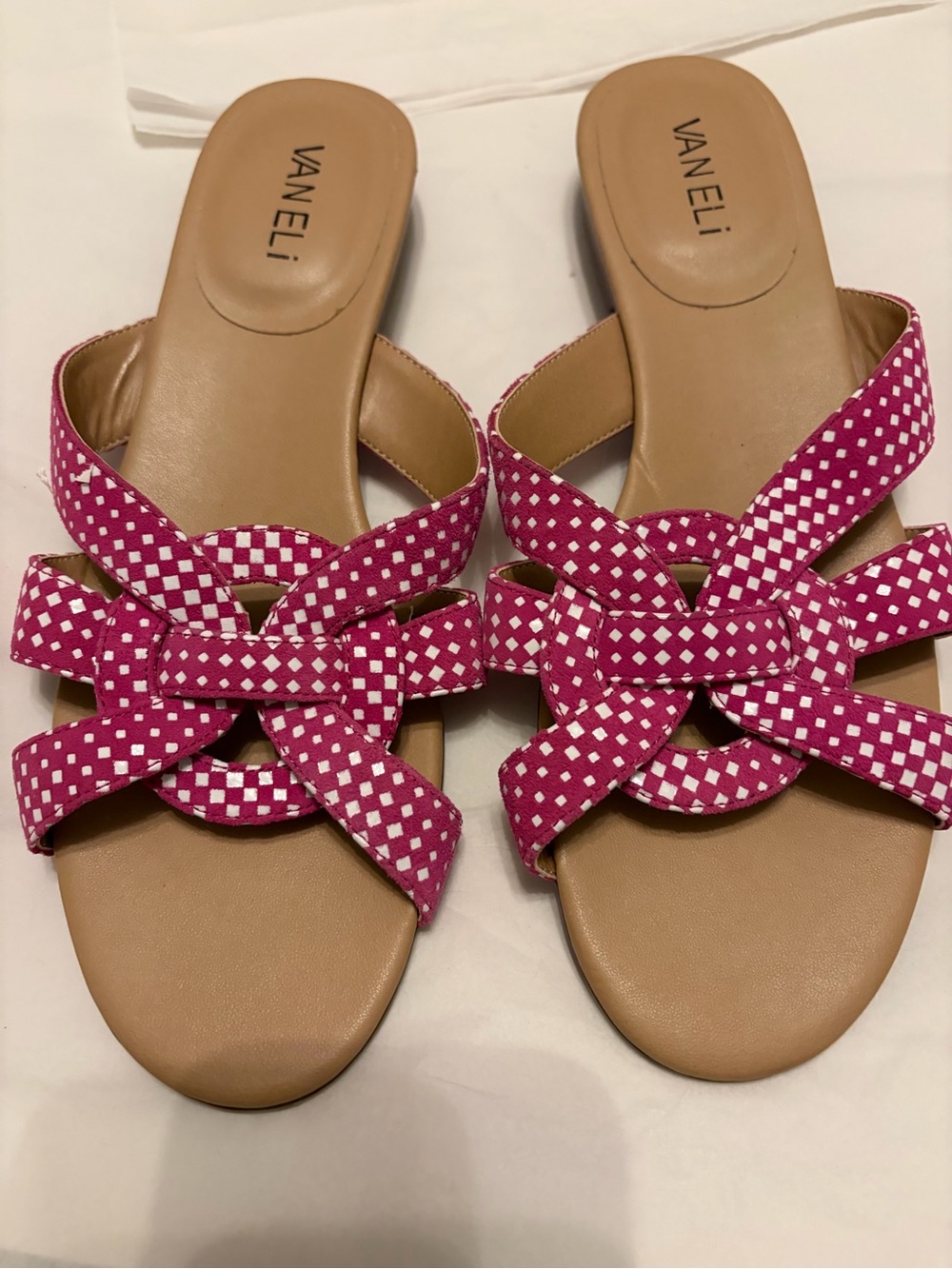 Vaneli Hot Pink Woven Knot Slide Sandals